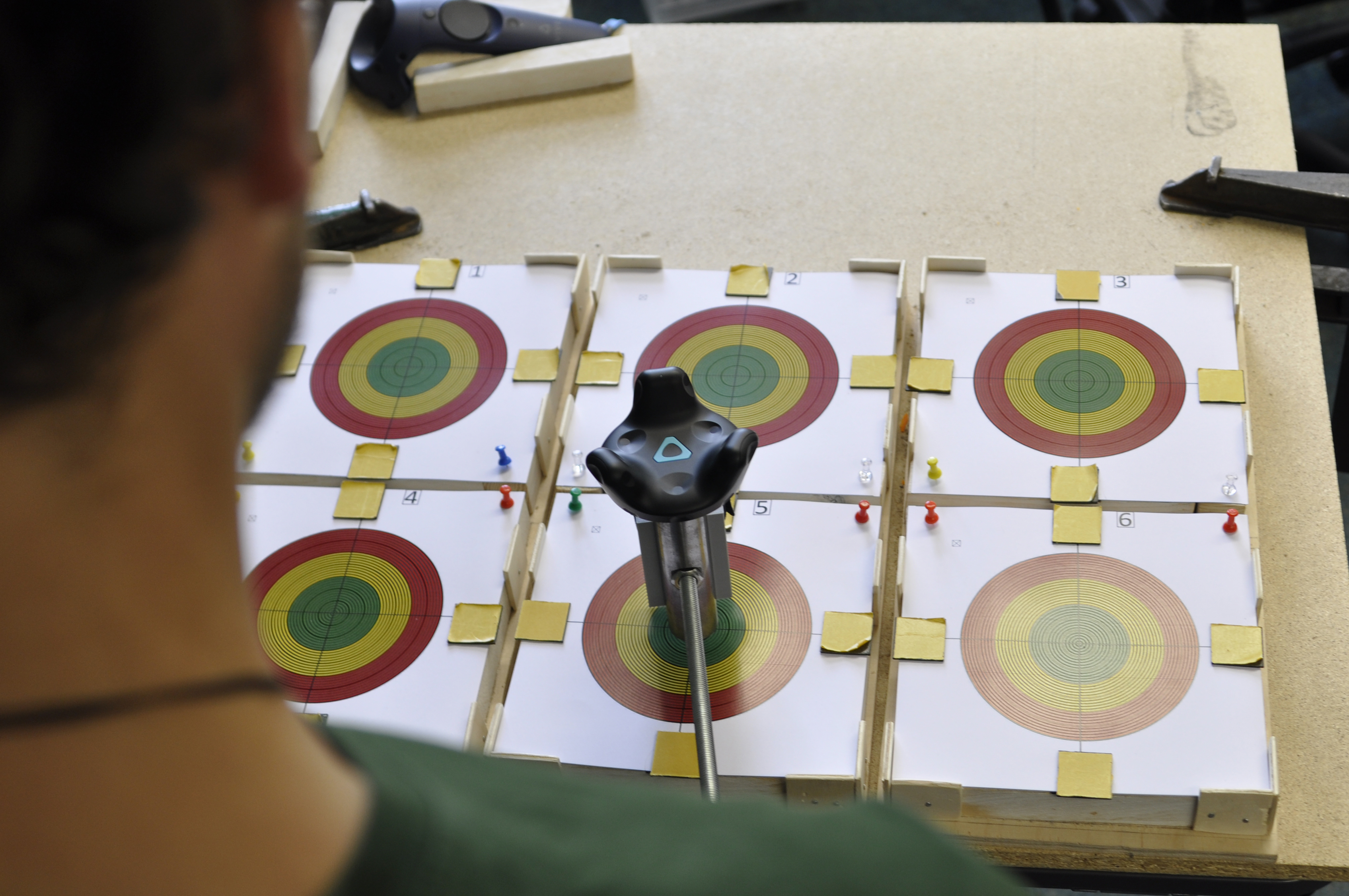 Target grid for VR hammer accuracy testing